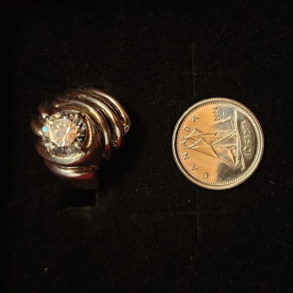 Bold Vintage Sterling Silver Cubic Zirconia Statement Ring – Size 7 - Picture 4 of 14